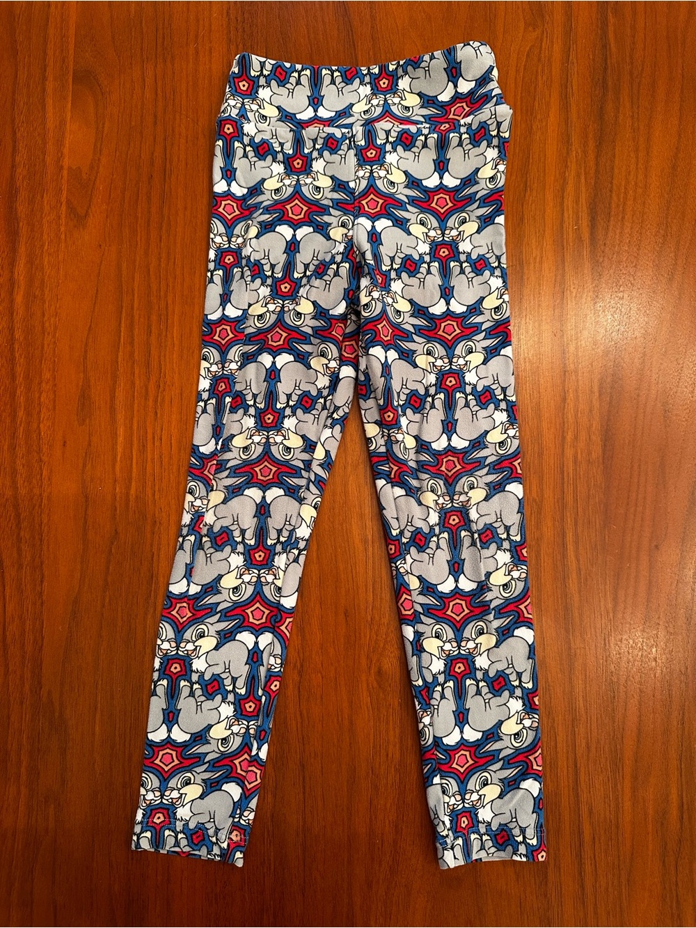 Lularoe Kids Thumper Red, Blue & White Print Leggings size kids S/M (2-8)